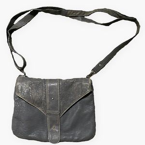 J. Jill Genuine Leather Vintage Grey Messenger Crossbody Bag